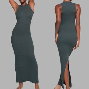 SKIMS‎ Fits Everybody Maxi Dress Deep Olive Ribbed Sleeveless Sz 4X Loungewear